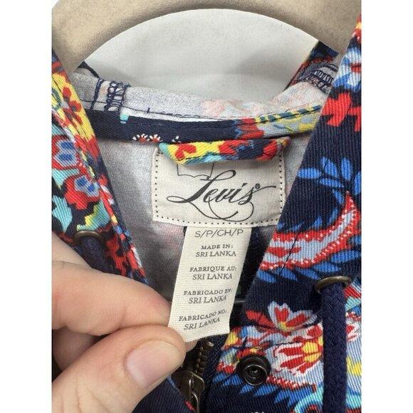 Levi's Women’s Paisley Floral Hooded Zip/Snap Utility Jacket Size Small Colorful - Picture 7 of 12